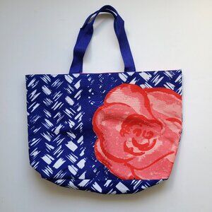 5/$12 Tote Bag Lancome Blue Flower Floral Print Med Shopper Beach Travel Lined